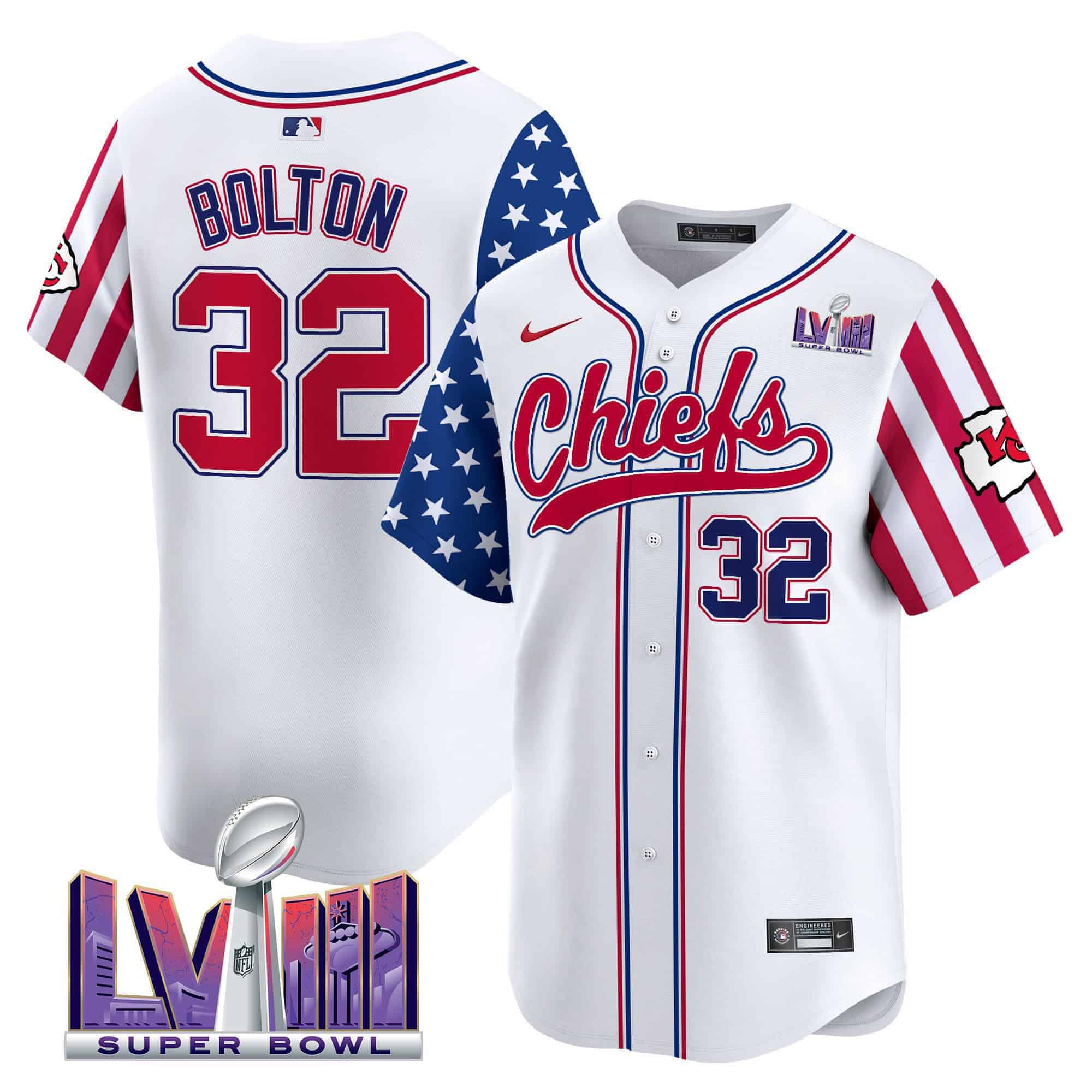 Men Kansas City Chiefs 32 Bolton White 2024 Nike Independence Day Vapor Premier Limited NFL Jersey